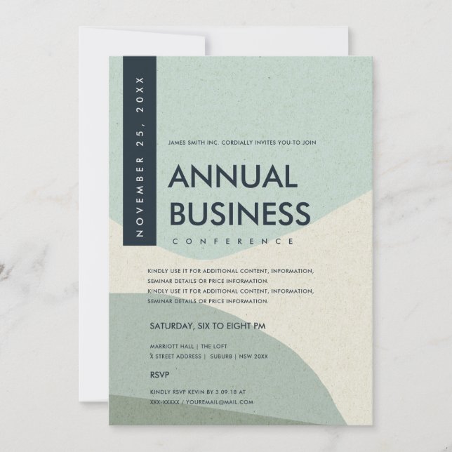 MODERN ABSTRACT ART AQUA BLUE CONFERENCE EVENT INVITATION (Front)