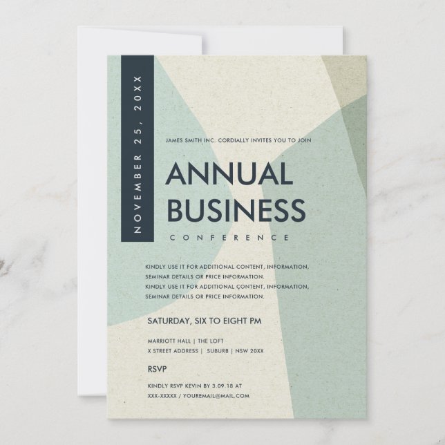 MODERN ABSTRACT ART AQUA BLUE CONFERENCE EVENT INVITATION (Front)