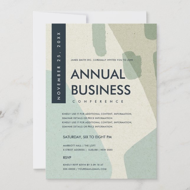 MODERN ABSTRACT ART AQUA BLUE CONFERENCE EVENT INVITATION (Front)