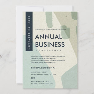 MODERN ABSTRACT ART AQUA BLUE CONFERENCE EVENT INVITATION