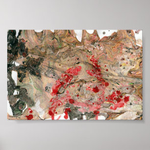 Modern Abstract Art Black Red Brown Green Trendy Poster