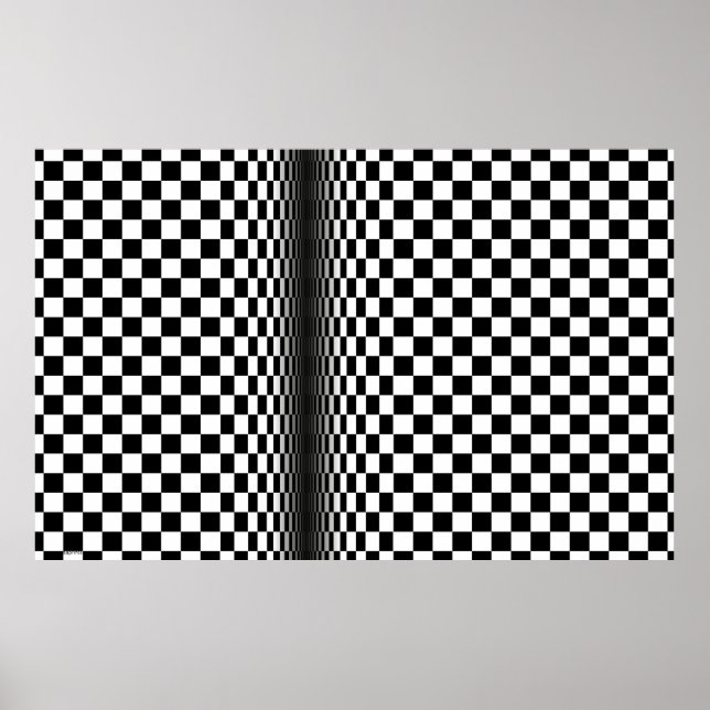 Modern abstract art black white 3d squares on  poster (Front)