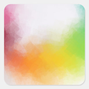 Modern Abstract Art Blank Template Pink Red Yellow Square Sticker