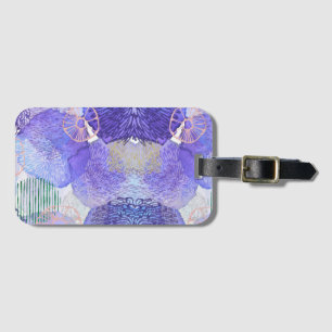 Modern abstract art blue and purple luggage tag