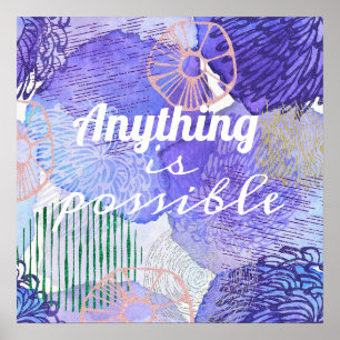 Modern abstract art blue and purple poster