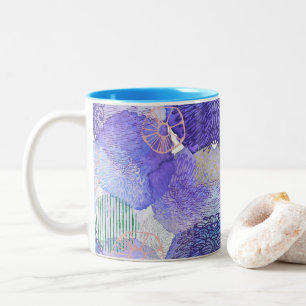 Modern abstract art blue and purple Two-Tone coffee mug