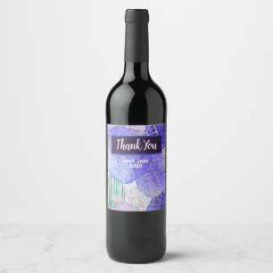 Modern abstract art blue and purple wine label