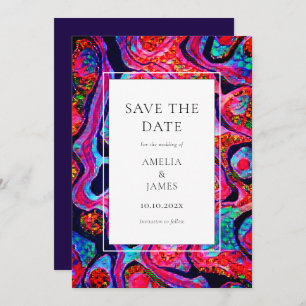 Modern Abstract Art Blue Flat Save The Date