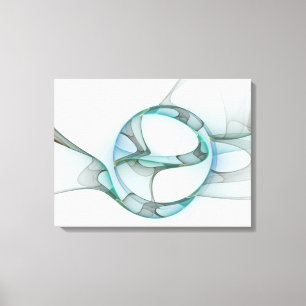 Modern Abstract Art Blue Turquoise Grey Triptych Canvas Print