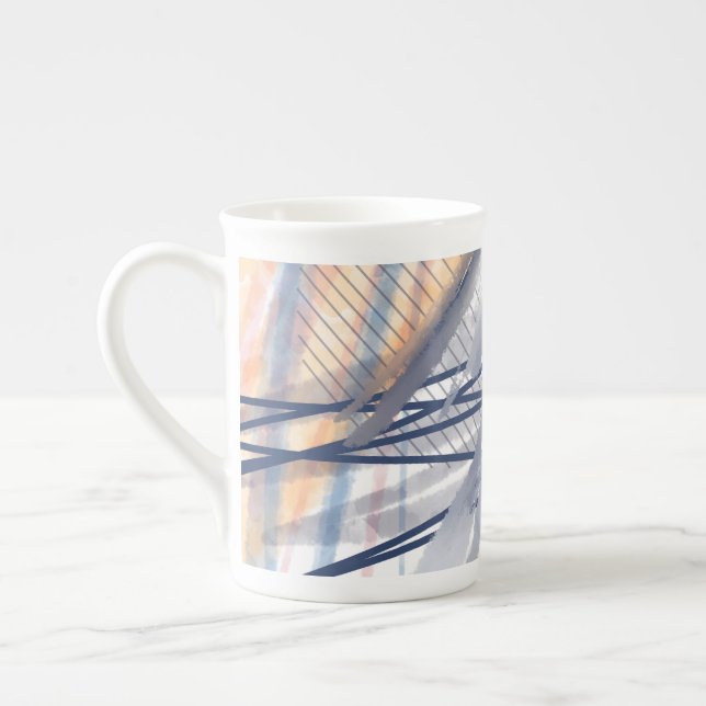 Modern Abstract Art Brushstrokes Bone China Mug (Left)