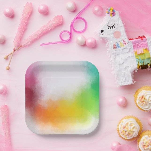 Modern Abstract Art Colourful Blank Template Trend Paper Plate (Party)