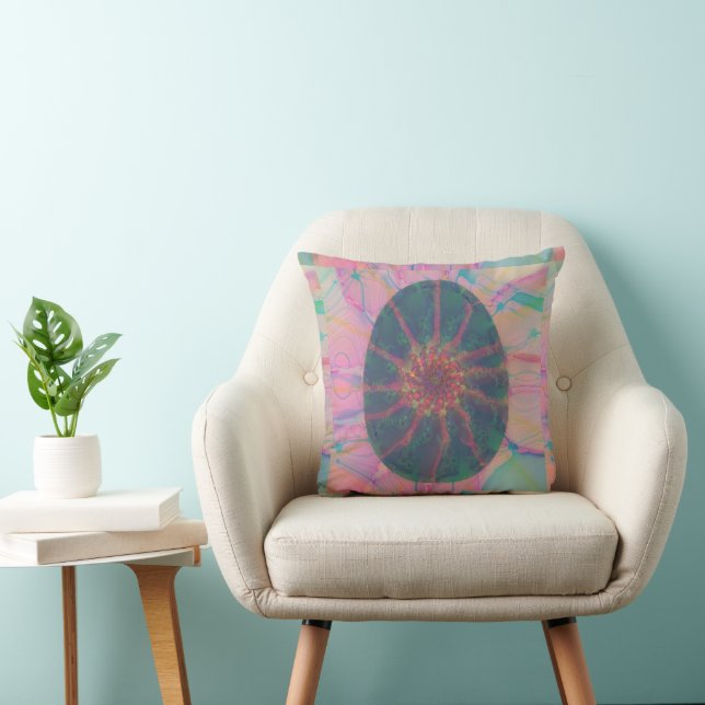 Modern Abstract Art Colourful Easter Egg Pink Rose Cushion (Chair)