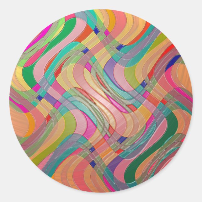 Modern Abstract Art Colourful Stained Glass Look Classic Round Sticker (Front)