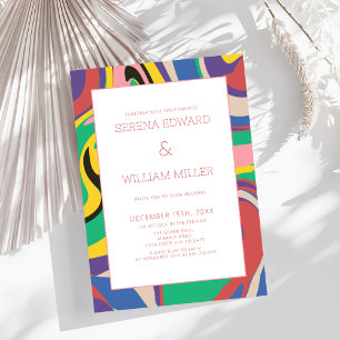 Modern Abstract Art Colourful Wedding Invitation
