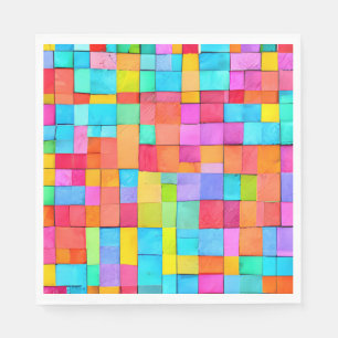 Modern Abstract Art Colourful Woven Watercolor Napkin