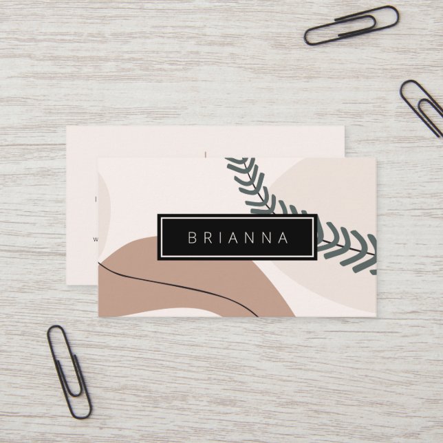 Modern Abstract Art Earth Tones Business Card (Front/Back In Situ)