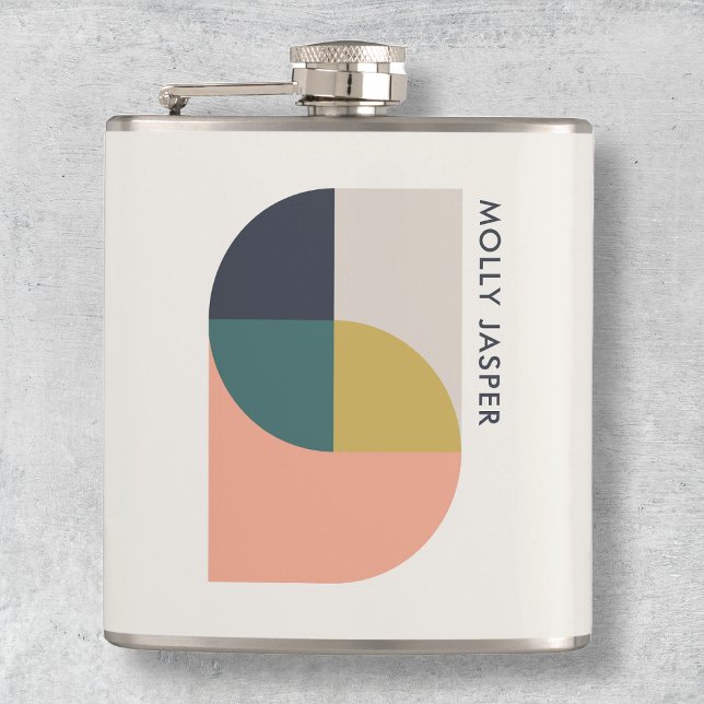 Modern Abstract Art Elegant Geometric Minimalist Hip Flask (Creator Uploaded)