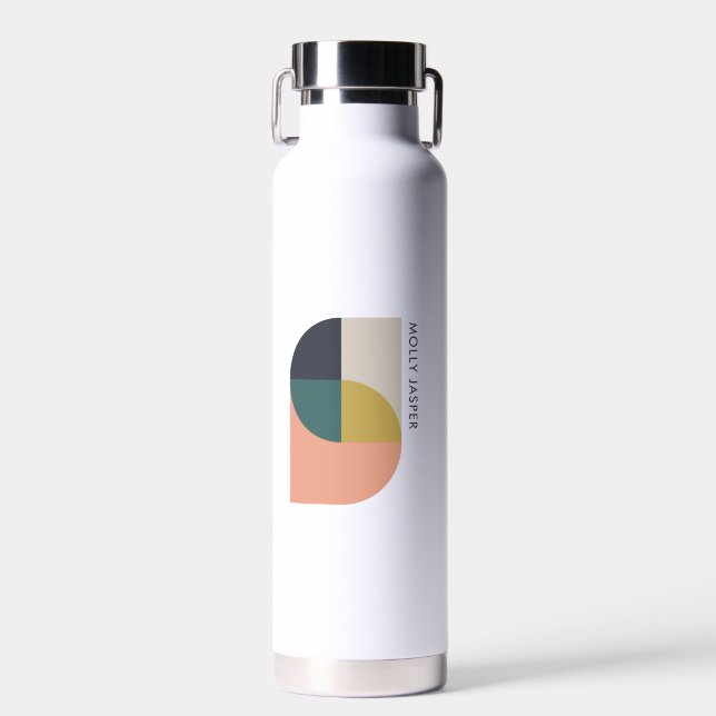 Modern Abstract Art Elegant Geometric Minimalist Water Bottle (Front)
