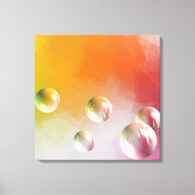 Modern Abstract Art Elegant Red Yellow Green Pink Canvas Print (Front)