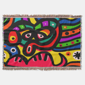 Modern Abstract Art Face Throw Blanket