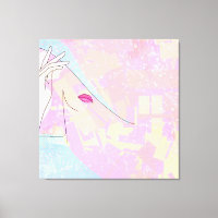 Modern Abstract Art Female Face Hand Line Art Pink