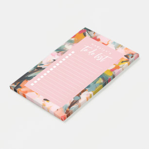 Modern Abstract Art Floral To Do List Personalised Post-it Notes