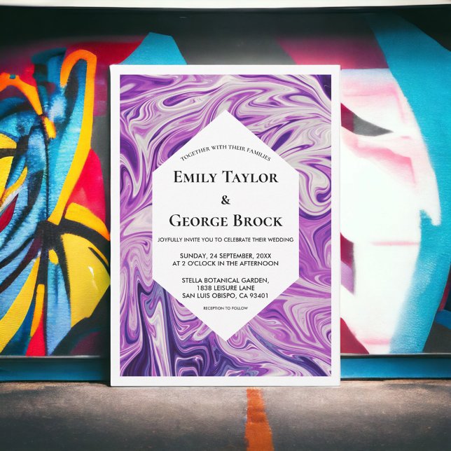 Modern Abstract Art Galaxy Script Stylish Wedding Invitation (Creator Uploaded)