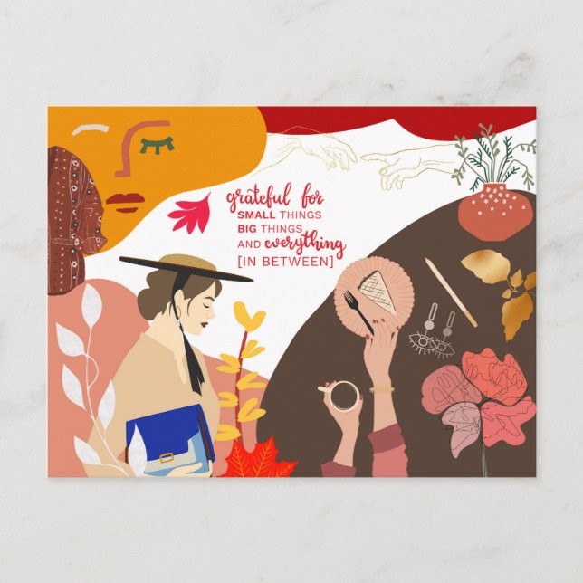 Modern Abstract Art Gratitude Quote Thanksgiving Postcard (Front)