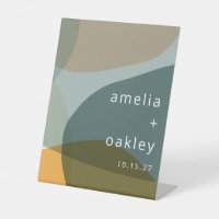 Modern Abstract Art Green Sage Teal Custom Wedding