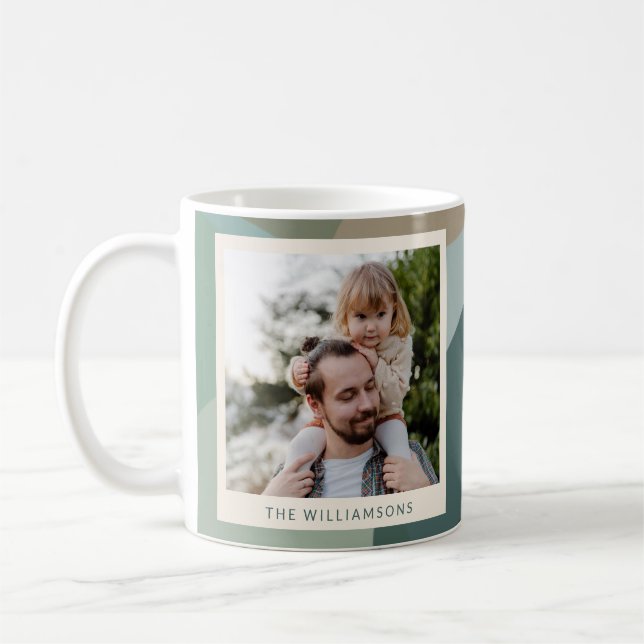 Modern Abstract Art Green Sage Teal Photo Coffee Mug (Left)
