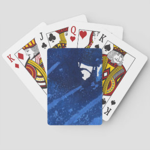 Modern abstract art in cool underwater blues playing cards