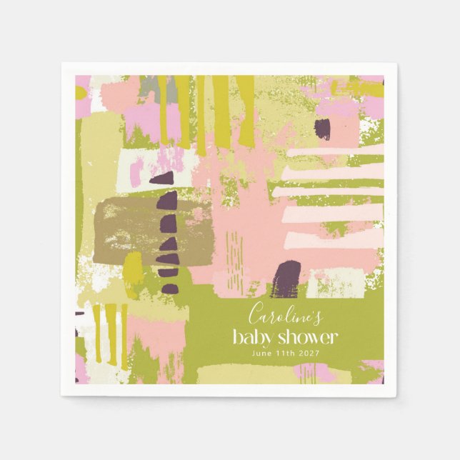 Modern Abstract Art Lime Green Cute Baby Shower  Napkin (Front)