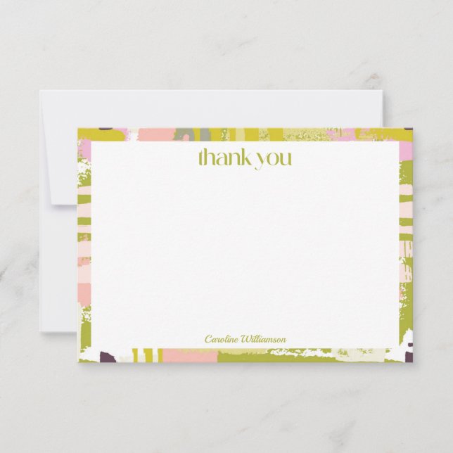 Modern Abstract Art Lime Green Cute Shower Custom Thank You Card (Front)