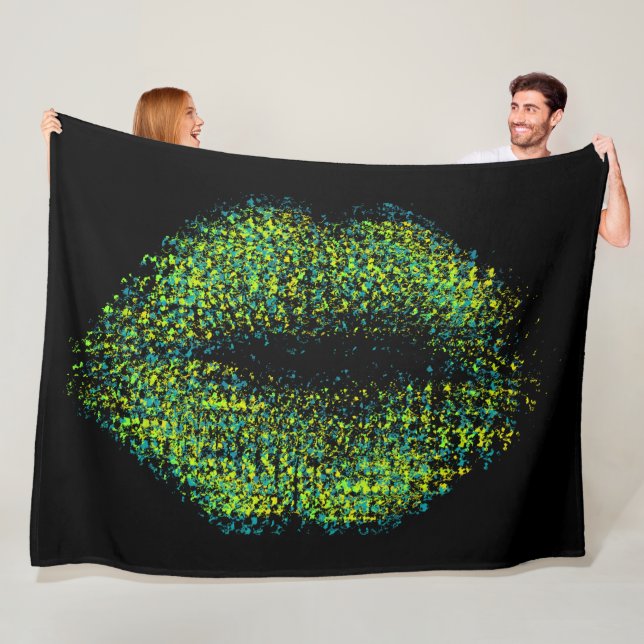 Modern Abstract Art Lips #12 Fleece Blanket (In Situ)