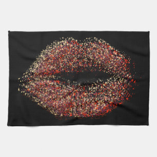 Modern Abstract Art Lips #45 Tea Towel