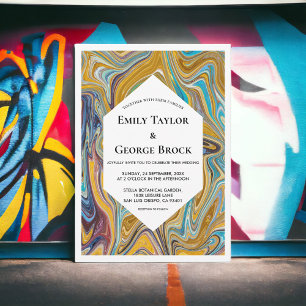 Modern Abstract Art Liquid Painting Artist Wedding Invitation