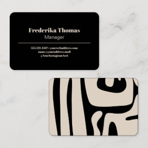 Modern Abstract Art Minimalist Black and Cream Business Card