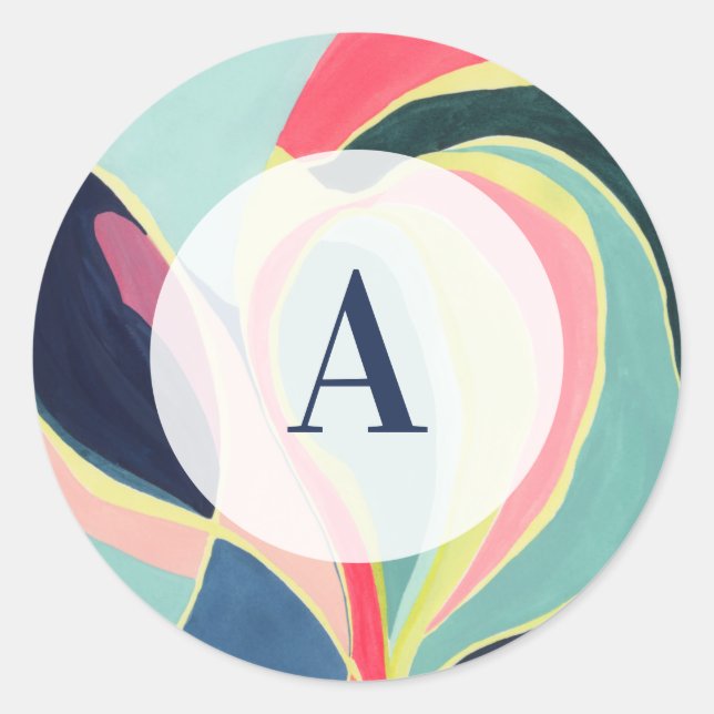 Modern Abstract Art Monogram Initial Sticker (Front)