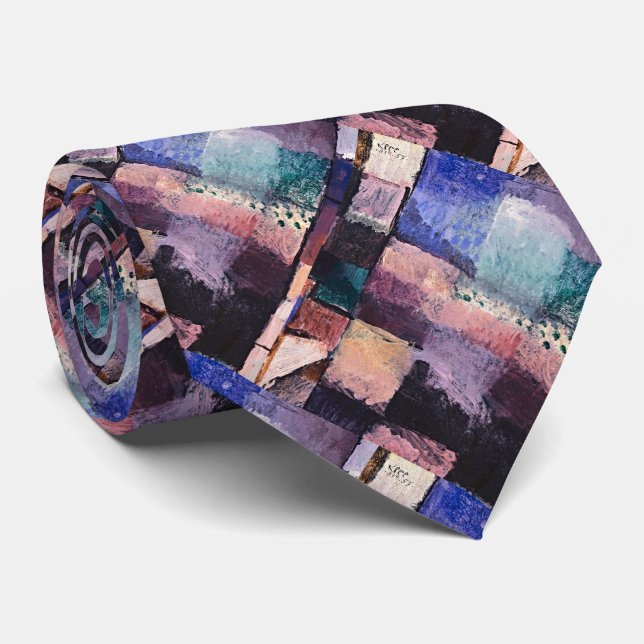 Modern Abstract Art Neck Tie – Paul Klee Inspired (Rolled)