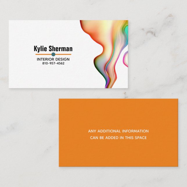 Modern Abstract Art Paint Pour Colourful Business Card (Front/Back)