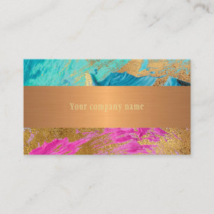 Modern abstract art painting copper gold your name business card