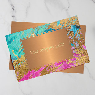 Modern abstract art painting copper gold your name business card