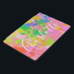 Modern Abstract Art Painting Personalised Name iPad Pro Cover<br><div class="desc">Fun and cheerful abstract painting in a vibrant and playful rainbow of colour,  personalised with your name.</div>