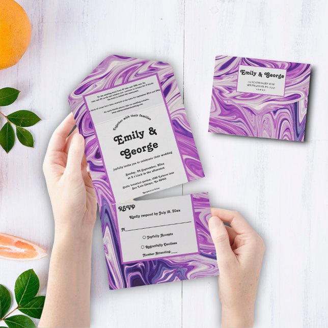 Modern Abstract Art Pastel Galaxy Stylish Wedding All In One Invitation (Creator Uploaded)