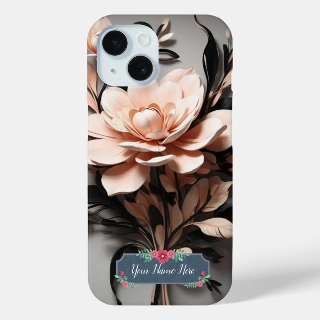 Modern Abstract Art Peach Flowers Case-Mate iPhone Case (Back)