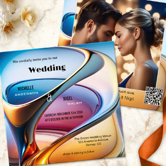 Modern Abstract Art Photo Wedding Invitation
