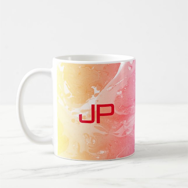 Modern Abstract Art Pink Red Purple Template Coffee Mug (Left)