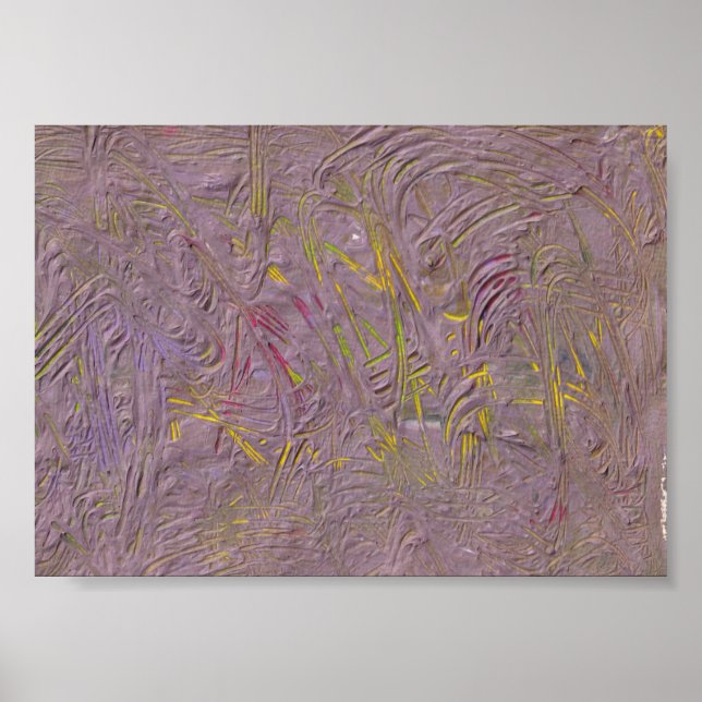 Modern Abstract Art Pink Yellow Green Trendy Poster (Front)