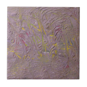 Modern Abstract Art Pink Yellow Green Trendy Tile