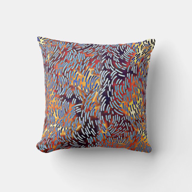 Modern Abstract Art Red Yellow Black Cushion (Front)